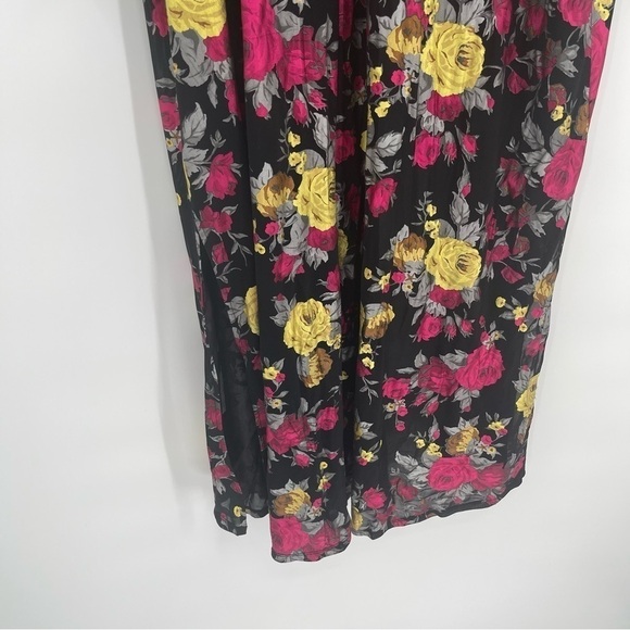 TORRID Mesh Duster Cardigan SZ 1/2 (1X/2X) Black Multicolor Floral Shimmer Slits - Picture 12 of 14